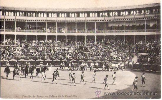 Bullfighting: TARJETA POSTAL. ESTAMPAS TAURINAS. N&ordm; 54. CORRIDA DE TOROS, SALIDA DE LA CUADRILLA, ED. N. D.