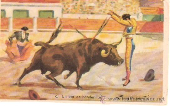 Tauromachia: TARJETA POSTAL. ESTAMPAS TAURINAS. N&ordm; 6. UN PAR DE BANDERILLAS. ED. PABLO DUMMATZEN.