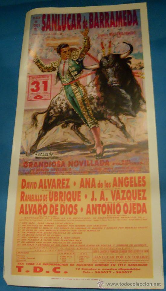 Stierkampf: CARTEL DE TOROS. PLAZA DE SANLUCAR DE BARRAMEDA. DAVID ALVAREZ, ANA DE LOS ANGELES...A&Ntilde;O 1991.