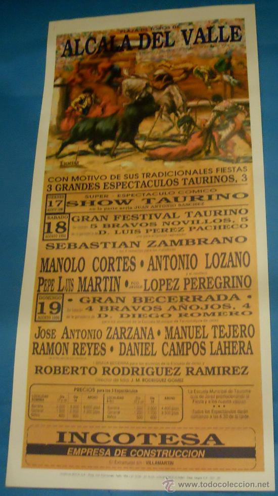 Stierkampf: CARTEL DE TOROS. PLAZA DE ALCALA DEL VALLE. 3 GRANDES ESPECTACULOS TAURINOS. A&Ntilde;O 1990.