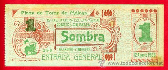 Stierkampf: ENTRADA TOROS, PLAZA DE MALAGA , 12-8-1906 , ORIGINAL , ET1965