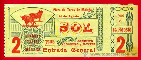 Stierkampf: ENTRADA TOROS, PLAZA DE MALAGA , 14-8-1906 , ORIGINAL , ET1966