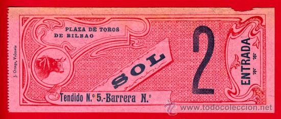 Stierkampf: ENTRADA TOROS, PLAZA DE BILBAO , 2-5-1906 , ORIGINAL , ET1982