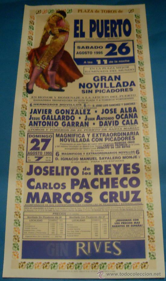 Bullfighting: CARTEL DE TOROS. PLAZA DEL PUERTO DE STA. M&ordf;. CORRIDA EN HONOR Y HOMENAJE DE LA AFICION DEL PUERTO.