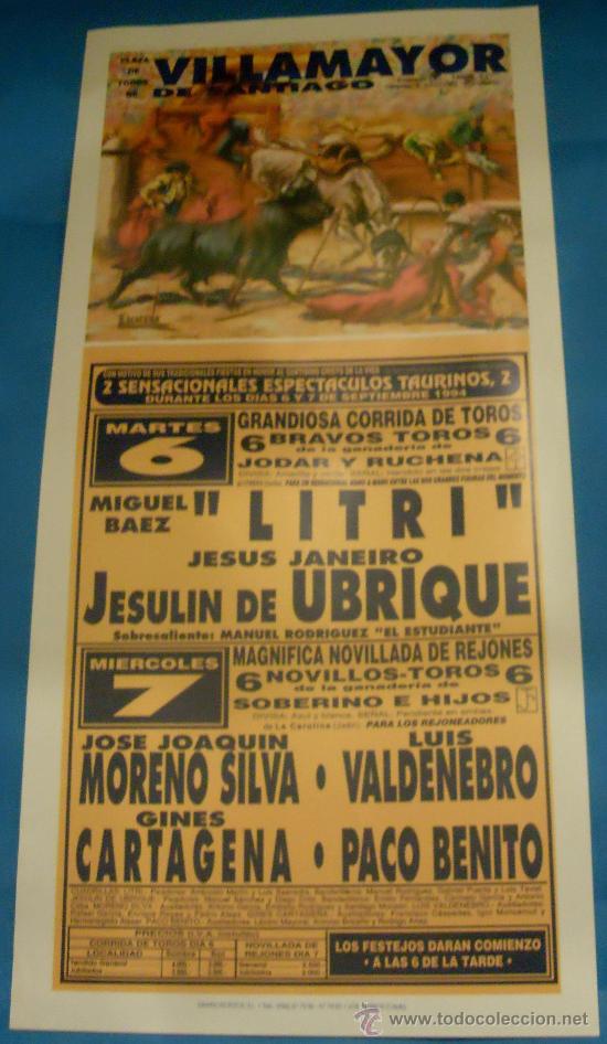 Tauromaquia: CARTEL DE TOROS. PLAZA DE VILLAMAYOR DE SANTIAGO. EN HONOR AL SANTISIMO CRISTO DE LA VIGA. A&Ntilde;O 1994.