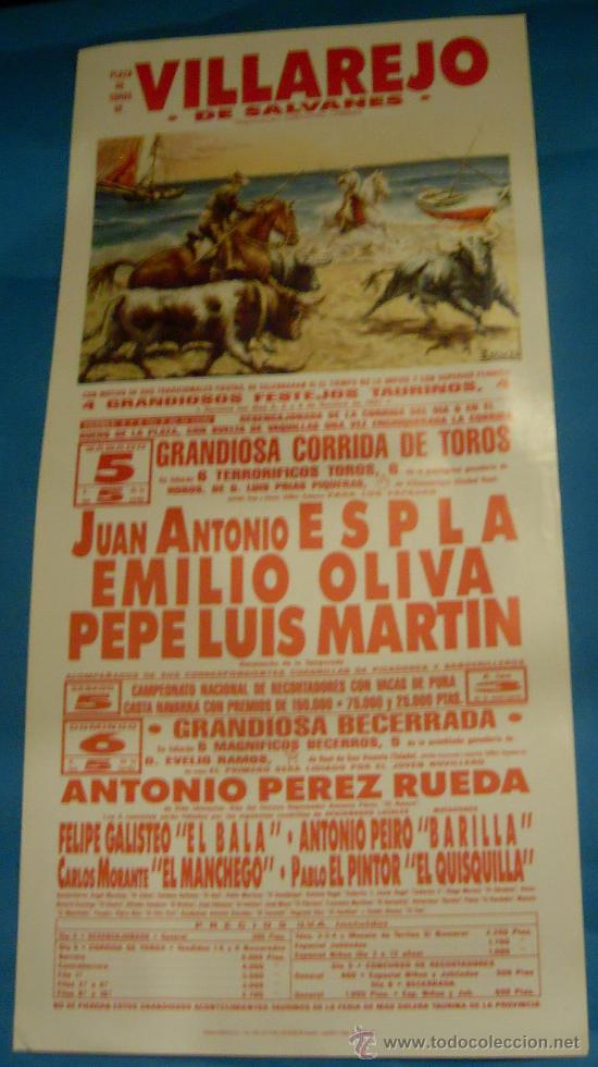 Tauromaquia: CARTEL DE TOROS. PLAZA DE VILLAREJO DE SALVANES. 4 GRANDIOSOS FESTEJOS TAURINOS. A&Ntilde;O 1991.