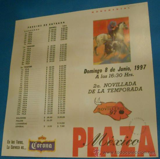 Bullfighting: PROGRAMA DE MANO. PLAZA DE MEXICO. PEPE DIAZ, FERMIN BERNALDEZ Y PACO MU&Ntilde;OZ. A&Ntilde;O 1997.