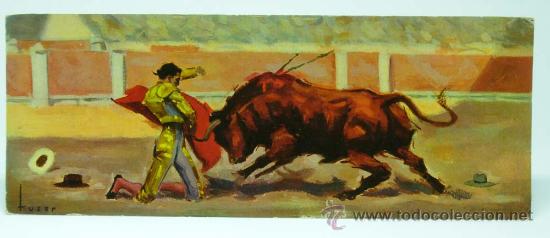 Tauromaquia: Postal taurina Molinete de rodillas dibujo Tuser Editoria Artigas Visionscope a&ntilde;os 50 22,5 x 9,5 cm