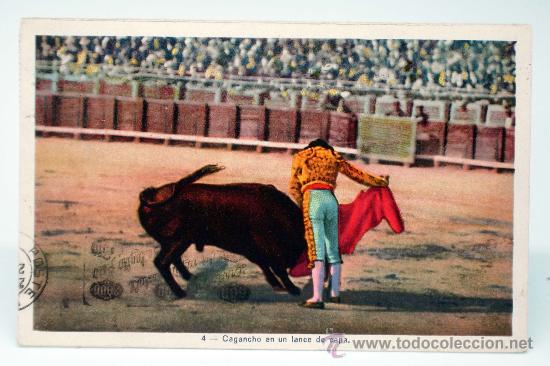 Tauromaquia: Postal taurina Cagancho en un lance de capa Ed HAE circulada 1957