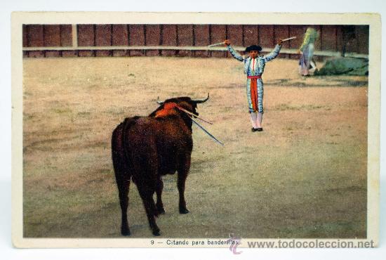 Tauromaquia: Postal taurina Citando para banderillas corrida toros Ed HAE circulada 1958
