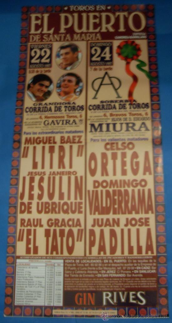 Tauromachie: CARTEL DE TOROS. PLAZA DEL PUERTO STA M&ordf;. 2 SOBERBIAS CORRIDAS DE TOROS. A&Ntilde;O 1997.