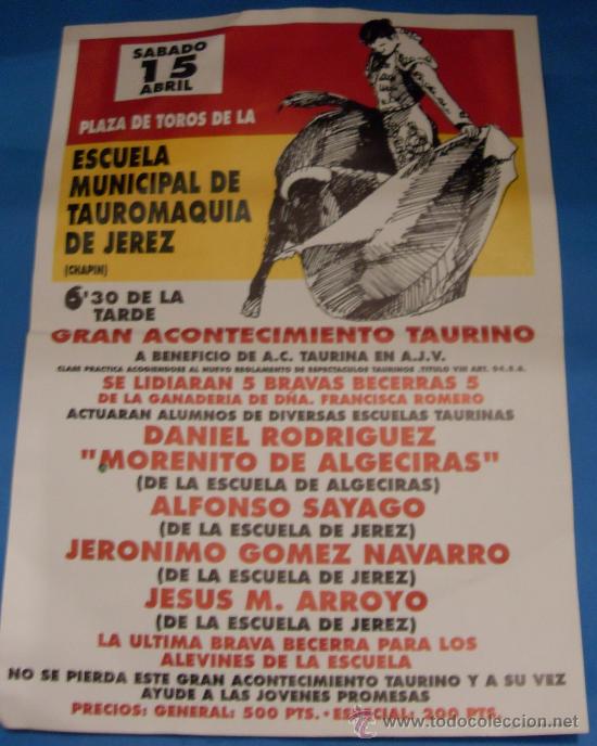 Tauromaquia: CARTEL DE TOROS. PLAZA DE CHAPIN, JEREZ FRA. GRAN ACONTECIMIENTO BENEFICO.