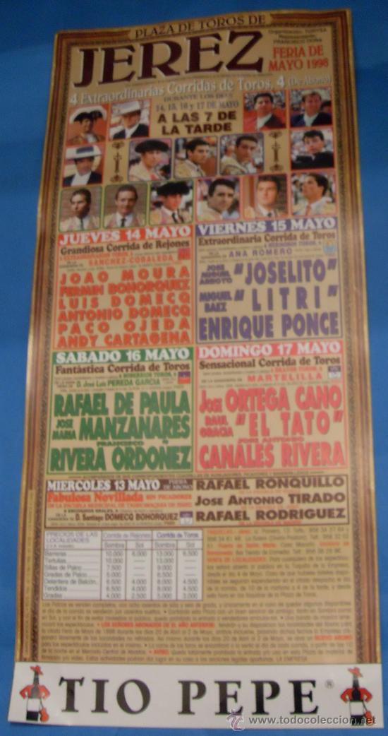 Tauromaquia: CARTEL DE TOROS. PLAZA DE JEREZ FRA. FERIA DE MAYO 1998.