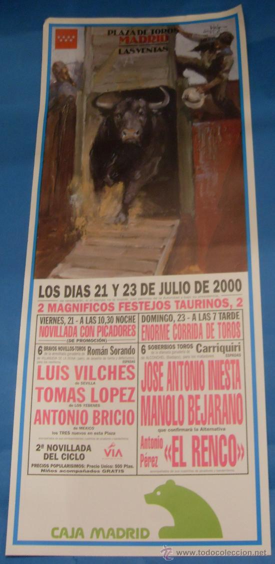 Tauromachie: CARTEL DE TOROS. PLAZA DE LAS VENTAS. 2 MAGNIFICOS FESTEJOS TAURINOS. A&Ntilde;O 2000.