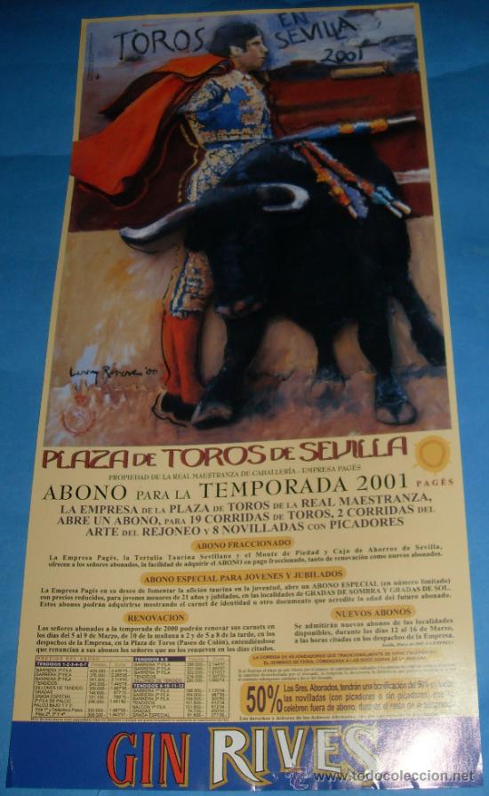 Tauromachie: CARTEL DE TOROS. PLAZA DE LA MAESTRANZA. ABONO TEMPORADA 2001.