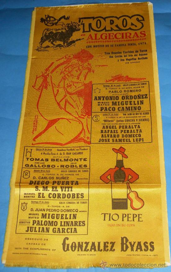 Tauromachie: CARTEL DE TOROS. PLAZA DE ALGECIRAS. CON MOTIVO DE SU FERIA 1971.