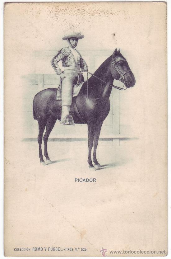 Stierkampf: Tarjeta postal: Picador. Colecci&oacute;n Romo y F&uuml;ssel. Sin dividir. No circulada (anterior a 1905)