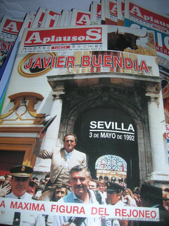 Tauromaquia: N&ordm; 764. Semanario Taurino Aplausos. 18-05-1992. Javier Buend&iacute;a. Finito de C&oacute;rdoba. San Isidro 92.