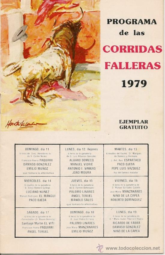 Tauromaquia: PROGRAMA DE LAS CORRIDAS FALLERAS 1979 - Foto 1