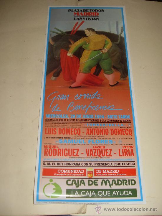 Stierkampf: CARTEL DE TOROS. PLAZA DE MADRID. 1994. DOMECQ, RODRIGUEZ, VAZQUEZ, LIRIA.