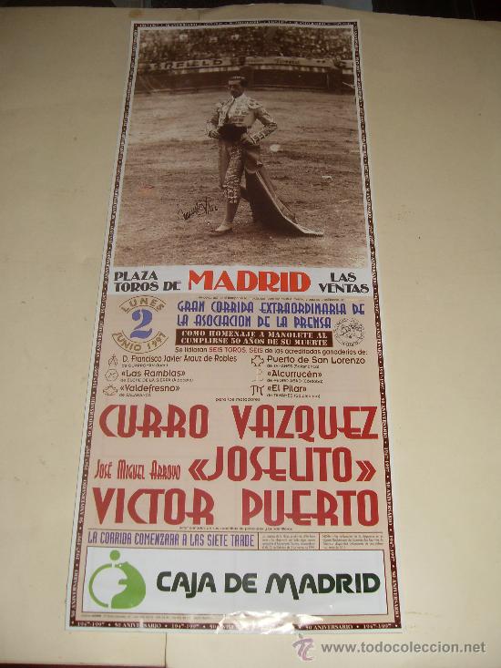 Tauromaquia: CARTEL DE TOROS. PLAZA DE MADRID. 1997. CURRO VAZQUEZ, JOSELITO, VICTOR PUERTO.