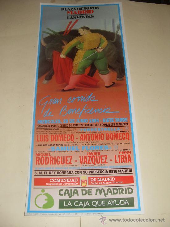 Bullfighting: CARTEL DE TOROS. PLAZA DE MADRID. 1994. DOMECQ, RODRIGUEZ, VAZQUEZ, LIRIA.