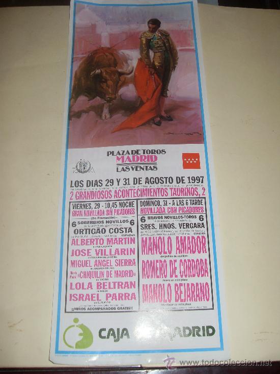 Bullfighting: CARTEL DE TOROS. PLAZA DE MADRID. 1997. MARTIN, VILLARIN, AMADOR, ROMERO DE CORDOBA, BEJARANO...