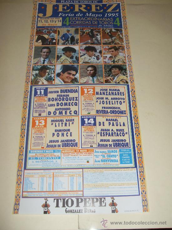 Stierkampf: CARTEL DE TOROS. PLAZA DE JEREZ. 1995. BUENDIA, BOHORQUEZ, DOMECQ, MANZANARES, LITRI...