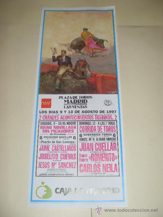 Stierkampf: CARTEL DE TOROS. PLAZA DE MADRID. 1997. CASTELLANOS, CUEVAS, SANCHEZ, CUELLAR, ROMERITO...