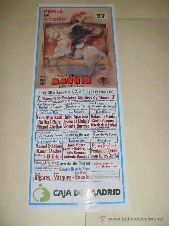 Stierkampf: CARTEL DE TOROS. PLAZA DE MADRID. 1997. MARISCAL, RUIZ, ABELLAN, APARICIO, UBRIQUE, PAULA...