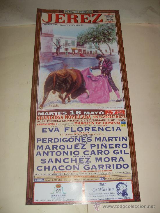 Tauromachia: CARTEL DE TOROS. PLAZA DE JEREZ. 2000. PERDIGONES MARTIN, PI&Ntilde;ERO, CARO GIL, SANCHEZ MORA...
