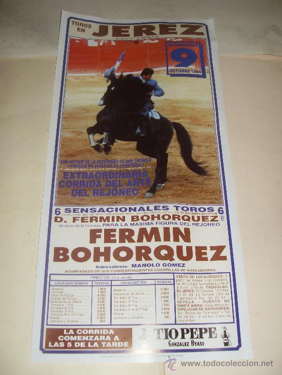 Tauromachia: CARTEL DE TOROS. PLAZA DE JEREZ. 1994. FERMIN BOHORQUEZ.