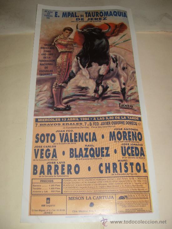Tauromachia: CARTEL DE TOROS. PLAZA DE JEREZ. 1993. SOTO VALENCIA, MORENO, VEGA, BLAZQUEZ, UCEDA, BARRERO...