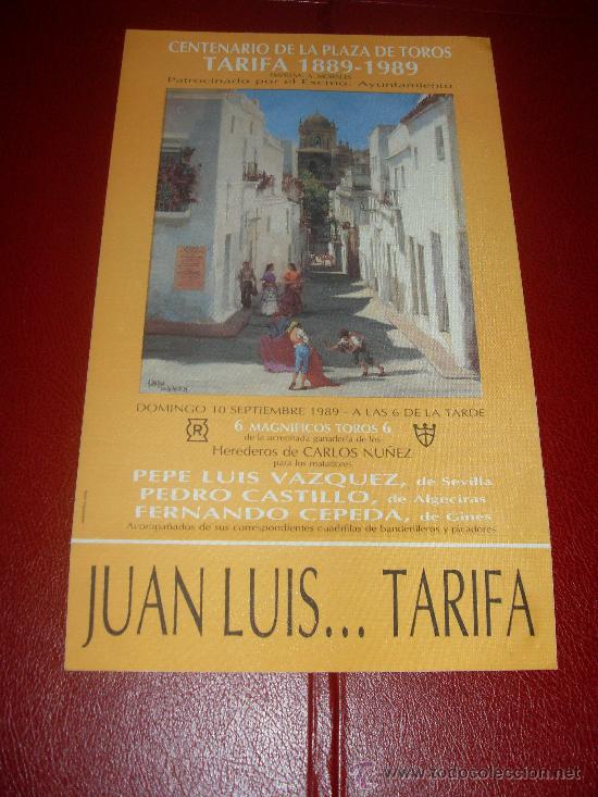 Stierkampf: CARTEL DE TOROS. TARIFA. 1989. VAZQUEZ, CASTILLO, CEPEDA. GANADERIA CARLOS NU&Ntilde;EZ.