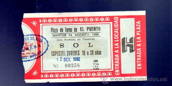 Stierkampf: ENTRADA DE TOROS. PLAZA DEL PUERTO. AGOSTO 1990.