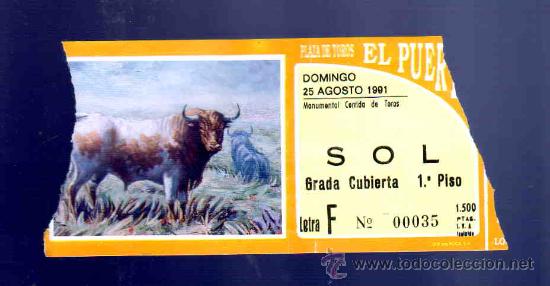 Stierkampf: ENTRADA DE TOROS. PLAZA DE TOROS DEL PUERTO. AGOSTO 1991.