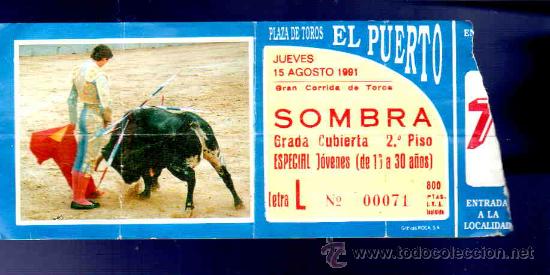 Bullfighting: ENTRADA DE TOROS. PLAZA DE TOROS DEL PUERTO. AGOSTO 1991.