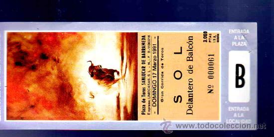 Stierkampf: ENTRADA DE TOROS. PLAZA DE TOROS DE SANLUCAR DE BARRAMEDA. MARZO 1991