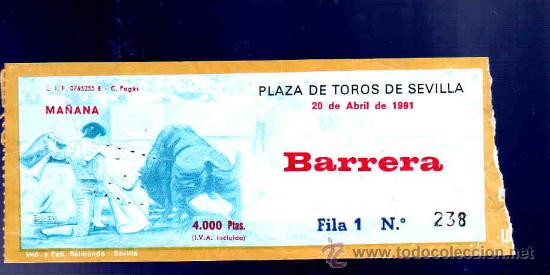 Stierkampf: ENTRADA DE TOROS. PLAZA DE TOROS DE SEVILLA. ABRIL 1991