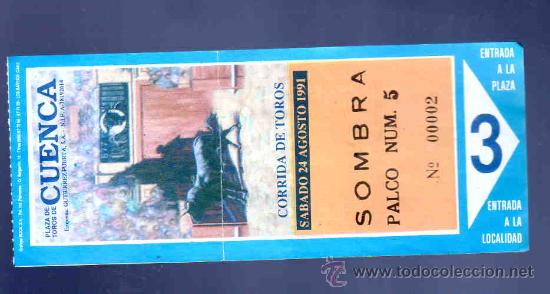 Stierkampf: ENTRADA DE TOROS. PLAZA DE TOROS DE CUENCA. AGOSTO 1991