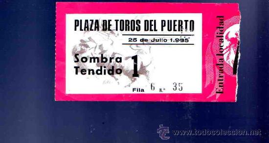 Stierkampf: ENTRADA DE TOROS. PLAZA DE TOROS DEL PUERTO. JULIO 1985
