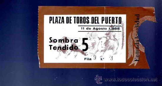 Stierkampf: ENTRADA DE TOROS. PLAZA DE TOROS DEL PUERTO. AGOSTO 1985