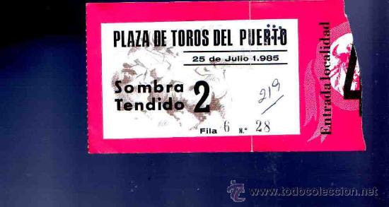 Stierkampf: ENTRADA DE TOROS. PLAZA DE TOROS DEL PUERTO. JULIO 1985