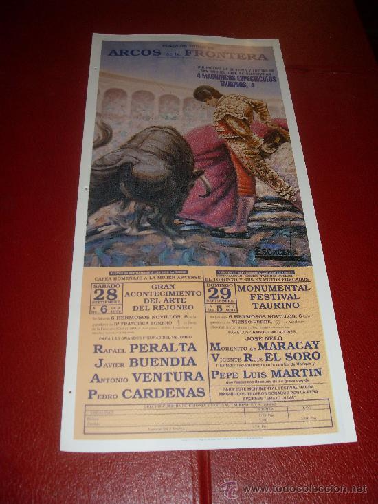 Bullfighting: CARTEL DE TOROS. PLAZA DE ARCOS DE LA FRONTERA. SEPTIEMBRE 1991. PERALTA, BUENDIA, VENTURA, CARDENAS