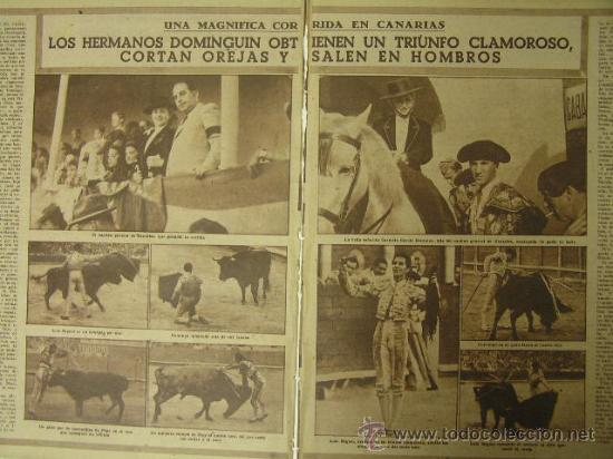 Tauromaquia: hermanos dominguin en canarias,tenerife,luis miguel,domingo,pepe,1 hoja ,abril 1946,ref rob