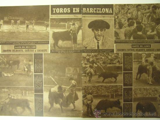 Tauromaquia: toros barcelona,belmonte,ca&ntilde;itas,andaluz,cintron,briones,,2 hoja,junio 1946,ref rob