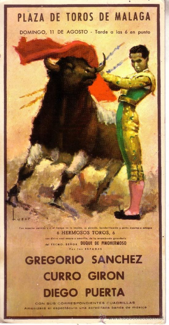 Tauromaquia: POSTAL CARTEL DE TOROS - GREGORIO SANCHEZ - CURRO GIRON - DIEGO PUERTA