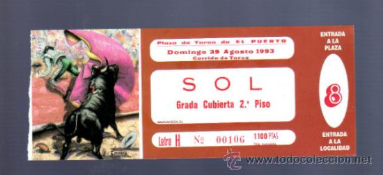 Tauromachia: ENTRADA DE TOROS ENTERA. PLAZA DEL PUERTO SANTA MARIA. 1993.