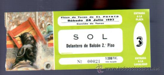 Tauromachia: ENTRADA DE TOROS ENTERA. PLAZA DEL PUERTO SANTA MARIA. 1993.