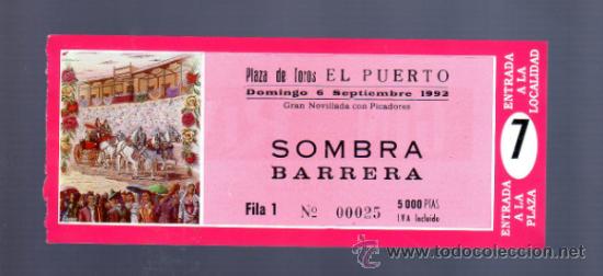 Tauromachia: ENTRADA DE TOROS ENTERA. PLAZA DEL PUERTO SANTA MARIA. 1992.
